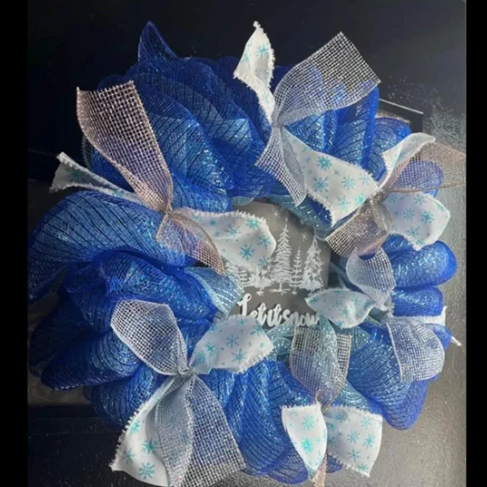 Handmade Holiday or Christmas Themed Wreath! Let it snow!